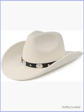 Plus Size Felt Cowboy Hat with Adjustable Strap Wide Brim Western Fedora Hat